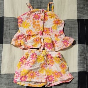 Cat & Jack Floral Kids Set in Pink and Yellow